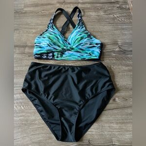 Women’s Bikini XL Blue Multicolored black bottom